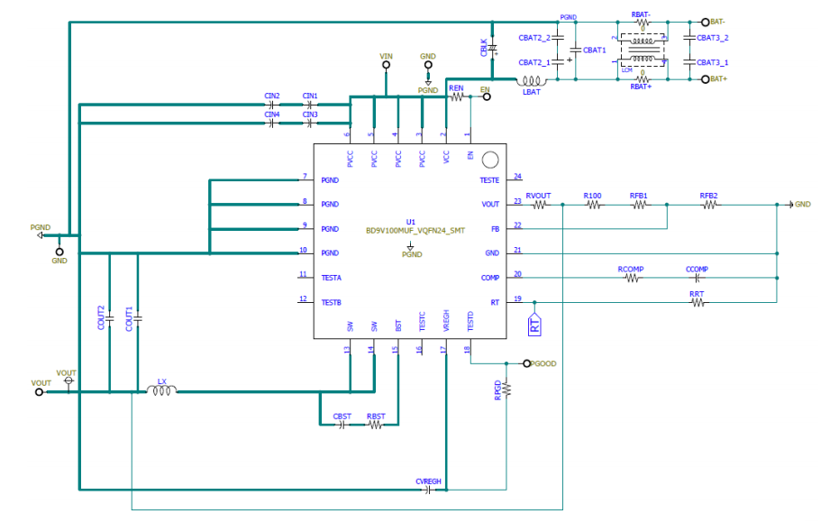 回路図 - ROHM Semiconductor BD9V100MUF-EVK-001評価ボード